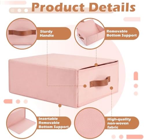 Windyun 4 in 1 Stackable Dorm Under Bed Storage Drawers, Pink - Image 4
