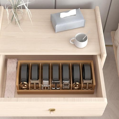 Wood Belt Organizer for Closet, 7 Grids Belt Rack, Brown - Image 4