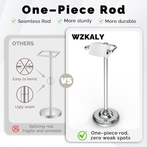 Toilet Paper Holder Stand Stainless Steel & Weighted Base Chrome - Image 4