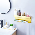 Storage Hair Dryer Holder for Curling Iron Accessories, Hair Tool Organizer Wall Mount, Curling Iron Holder, Bathroom Hair Straightener Holder Stand for Styler Attachments Organizer, Gold - Image 4
