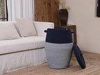 26"x20" Handcrafted Tall Cotton Rope Basket with Lid, Stylish Flagon Shape with Cover, Clothes Hamper with Top, for Bedroom and Living Room, Dark Blue Mix - Image 5