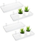 4 Pack Metal Grid Wall Baskets with Hooks, 15.75 x 6 x 2.36 Inch by ZHOHO+TANT