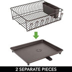 mDesign Alloy Steel Sink Dish Drying Rack Holder with Plastic Swivel Spout Drainboard Tray - Dish Rack/Dish Drainer Storage Organizer for Kitchen Counter - Concerto Collection, Bronze - Image 7
