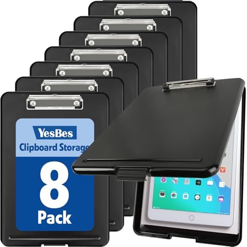 8 Pack Clipboard with Storage, High Capacity Storage Clipboard 8.5 x 11 with Pen Holder, Letter / A4 Size, Inner Plastic Folder Attached for Teacher Office Home, Size 13.4 x 9.4 x 0.9 in by YesBes