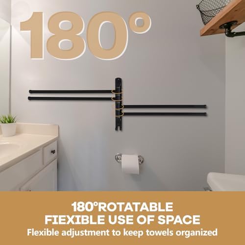 Teenyyou 20.4" Swivel Towel Rack 4 Arms 304 Stainless Steel Black - Image 6