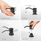 KIBI Countertop Refillable Soap Dispenser for Kitchen Sink | 8.5 Ounce Capacity with Easy Pump Action | Durable Stainless Steel Pump and Matte Black Finish for Corrosion Resistance (KSD101) - Image 3