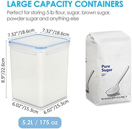 Vtopmart 5.2L Flour Sugar Storage Containers, 4 PCS, Blue - Image 2