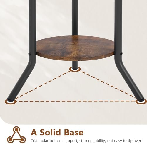 Hoctieon Coat Rack Freestanding, Round Coat Rack with 3 Wooden Shelves and 1 Fabric Basket, Metal Clothes Tree with 5 Hooks, Coat Hanger Stand for Clothes, Hats, Bags, Brown and Black - Image 5