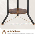 Hoctieon Coat Rack Freestanding, Round Coat Rack with 3 Wooden Shelves and 1 Fabric Basket, Metal Clothes Tree with 5 Hooks, Coat Hanger Stand for Clothes, Hats, Bags, Brown and Black - Image 5
