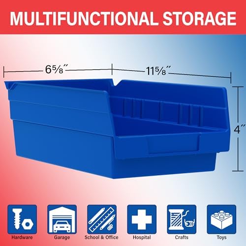 Akro-Mils 30130 Heavy Duty Plastic Shelf Bins, 12"x 6.5"x 4", Clear, 12-Pk - Image 3