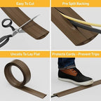 D-Line 30ft Floor Cord Cover, Floor Cable Protector, Extension Cord Cover, Protect Wires & Prevent Cable Trips, Cable Management Solution - Cord Cavity = 0.63" (W) x 0.31" (H) - Brown - Image 2