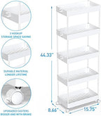 SPACEKEEPER 5 Tier Storage Rolling Cart, Bathroom Cart with Wheels, White - Image 2