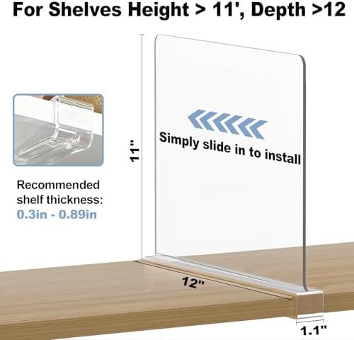 Purse Organizer for Closet Shelf Dividers: 11-inch Tall (Higher Version) Adjustable Clear Acrylic Bag Storage Organizer for Handbags, Sweaters, Towels, Jeans and Shoes on Wood Shelves 8-Pack - Image 3