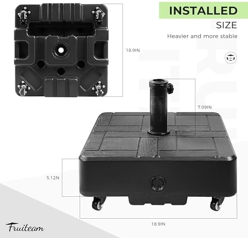 FRUITEAM 120 LBS Fillable Mobile Umbrella Base with Wheels - Image 6