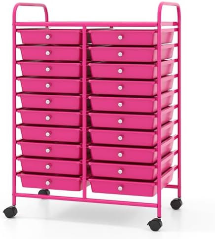 COSTWAY 20-Drawer Rolling Storage Cart, Utility Storage Organizer Cart by COSTWAY