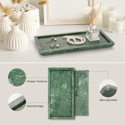 Natural Marble Vanity Bathroom Tray, 12" x 6.1" Marble Stone Tray - Image 4