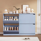Blue Hidden Shoe Storage Cabinet for Entryway with 4 Flip Drawers by Boonatu
