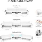 OPNICE Desk Organizers and Accessories, Dual Monitor Stand Riser with Drawer and 2 Pen Holders, Desk Shelf Printer Stand for Office Workspace Organizers, Desktop Organization (White) - Image 3