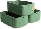 Woven Rope Baskets for Organizing, 3 Pack, 15.5 x 11 x 5.5" Storage Bins by NaturalCozy