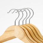 MIZGI 30-Pack Natural Wood Hangers, 0.47” Slim, 360° Swivel, Pant Bar - Image 7