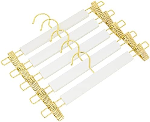 Amber Home 24 Pack White Wooden Pant Skirt Hangers with Gold Hook - Image 5