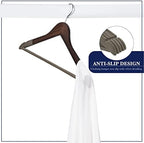 Wooden Hangers - Non Slip Luxury Natural Lotus Wood & Velvet Suit & Pants Hangers - 360 Rotating Hooks - 20 Pack - Image 3