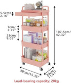 Calmootey 4-Tier Utility Cart with Drawer & Wheels, Storage for Home,Office - Image 5