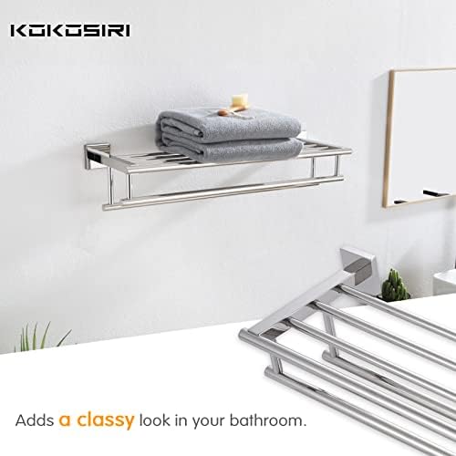 KOKOSIRI Bathroom Towel Rack Towel Holder 20 Inch Towel Shelf with Double Towel Bars Wall Mounted SUS 304 Stainless Steel, Polished Chrome, B6005CH-L20 - Image 5