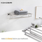 KOKOSIRI Bathroom Towel Rack Towel Holder 20 Inch Towel Shelf with Double Towel Bars Wall Mounted SUS 304 Stainless Steel, Polished Chrome, B6005CH-L20 - Image 5