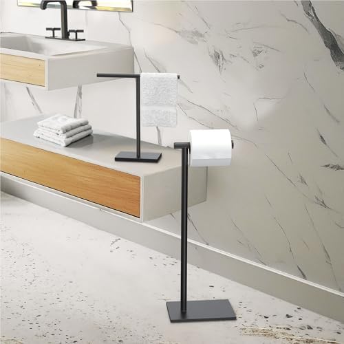 Gatco 1431MX Modern Square Base Toilet Paper Holder Stand, Matte Black, 22.25"H - Image 4
