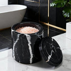 Black Marble Otip Holder Dispenser with Lid, Natural Marble Canister, High Capacity Bathroom Qtip Holder Storage, Natural Bathroom Organizer for Cotton Swabs,Balls,Pads,Floss Picks (Large) - Image 6