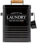 Calindiana Modern Farmhouse Metal Laundry Soap Dispenser Container Holder with Scoop for Laundry Room Decor and Space Saving Laundry Room Organization and Storage, Laundry Powder Container, Black by Calindiana