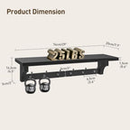 RALGEND 29" Coat Rack Wall Mount Shelf, Wall Shelf with 6 Hooks, Long Coat Hangers for Living Room, Entryway Storage Organizer, Wooden Floating Shelves for Bathroom, Bedroom, Kitchen, Black 7401BJBB - Image 2