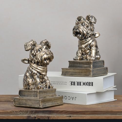 Vintage Antique Gold Dog Bookends,Decorative Book Ends for Shelves - Image 4
