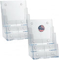 Azar Displays 252378-2PK Brochure Holder 8.5"x11", Acrylic Desk Organizer, Three Tier Document, Magazine & Sign Holder, Wall Mount Desk Accessories (2-Pack) by AzarDisplays