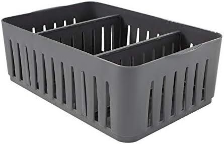 Simplify 3 Compartment Stackable Bin with Adjustable Dividers | Drawer Organizer | Storage Basket | Good for Office | Desk Supplies | Dorm | Bathroom | Accessories | Make Up | Grey (Pack of 12) by Simplify