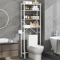 Over-The-Toilet Storage Shelf, 4-Tier Bathroom Organizers and Storage with Wooden Shelf, Freestanding Bathroom Storage Shelves Above Toilet for Laundry & Space Saver, White by Vokumba