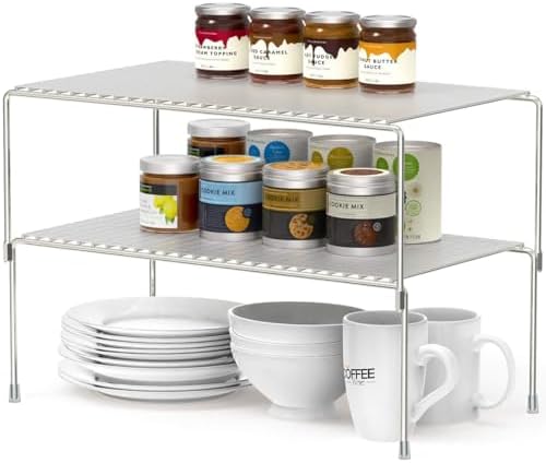 Stacking Kitchen Cabinet Organizer Shelf Risers Plate Rack by Homics
