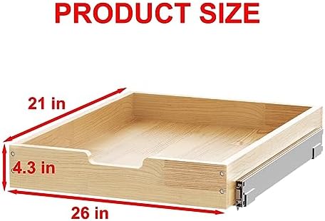Sikarou Wood Pull Out Cabinet Organizer 26" W x 21" D, Heavy-Duty Sliding Drawers for Inside Cabinets Storage and Organization for Kitchen, Pantry, Bathroom - Image 2