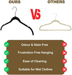 Quality Hangers Clothes Hangers 50 Pack - Non-Velvet Plastic Hangers for Clothes -Heavy Duty Coat Hanger Set -Space-Saving Closet Hangers with Chrome Swivel Hook, Non-Flocked Hangers (50, Black) - Image 6