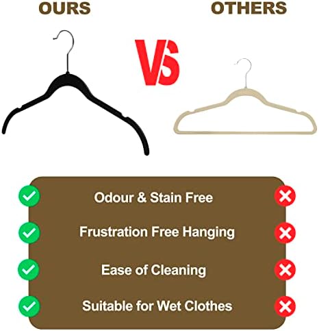 Quality Hangers Clothes Hangers 50 Pack - Non-Velvet Plastic Hangers for Clothes -Heavy Duty Coat Hanger Set -Space-Saving Closet Hangers with Chrome Swivel Hook, Non-Flocked Hangers (50, Black) - Image 6