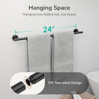 2-Pack Matte Black Towel Bar, 24-Inch Towel Racks for Bathroom - Image 4