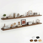 Dreamland 72Inch Floating Shelves for Wall, Rustic Wooden Walnut Floating Shelves for Living Room, Kitchen, Farmhouse, Deep Wall Mounted Book Shelf, Wood Storage Display Shelf for Home Decor, Set of 2 by Dreamland