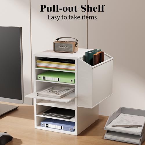 Unionly 6 Tier Adjustable Mail Sorter,Wood Paper Organizer for Class,Office - Image 3