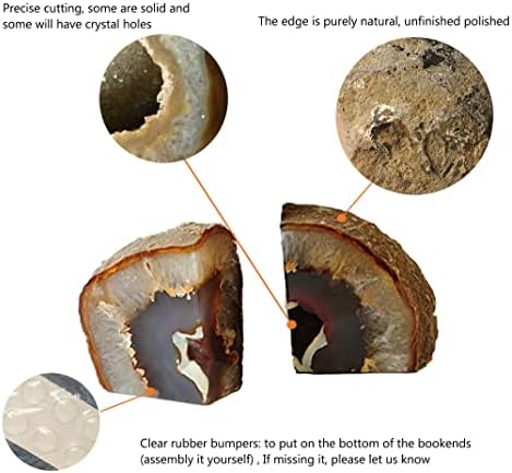 AMOYSTONE Natural Agate Decorative Stone Book Ends Small for Desk Decor - Image 5