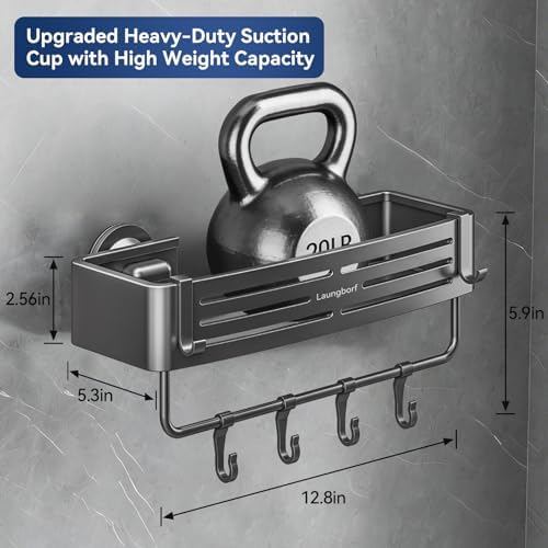 Rectangle Shower Caddy Suction Cup, Gray (2 Pack) - Image 3