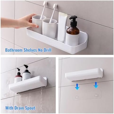 Diesisa Acrylic Wall Mount Organizer, Adhesive Shelves,2Pc Bathroom Shelves - Image 5