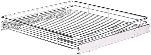 JOWBOOW Pull Out Cabinet Organizer 24" W x 21" D, Chrome-Plated Steel by JOWBOOW