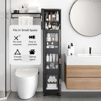 VECELO 4-Tier Narrow Storage Cabinet with Wheels, Black - Image 3