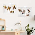 2 Sets Wall Grid Decorative Panel with Base for Photo Display - Image 4